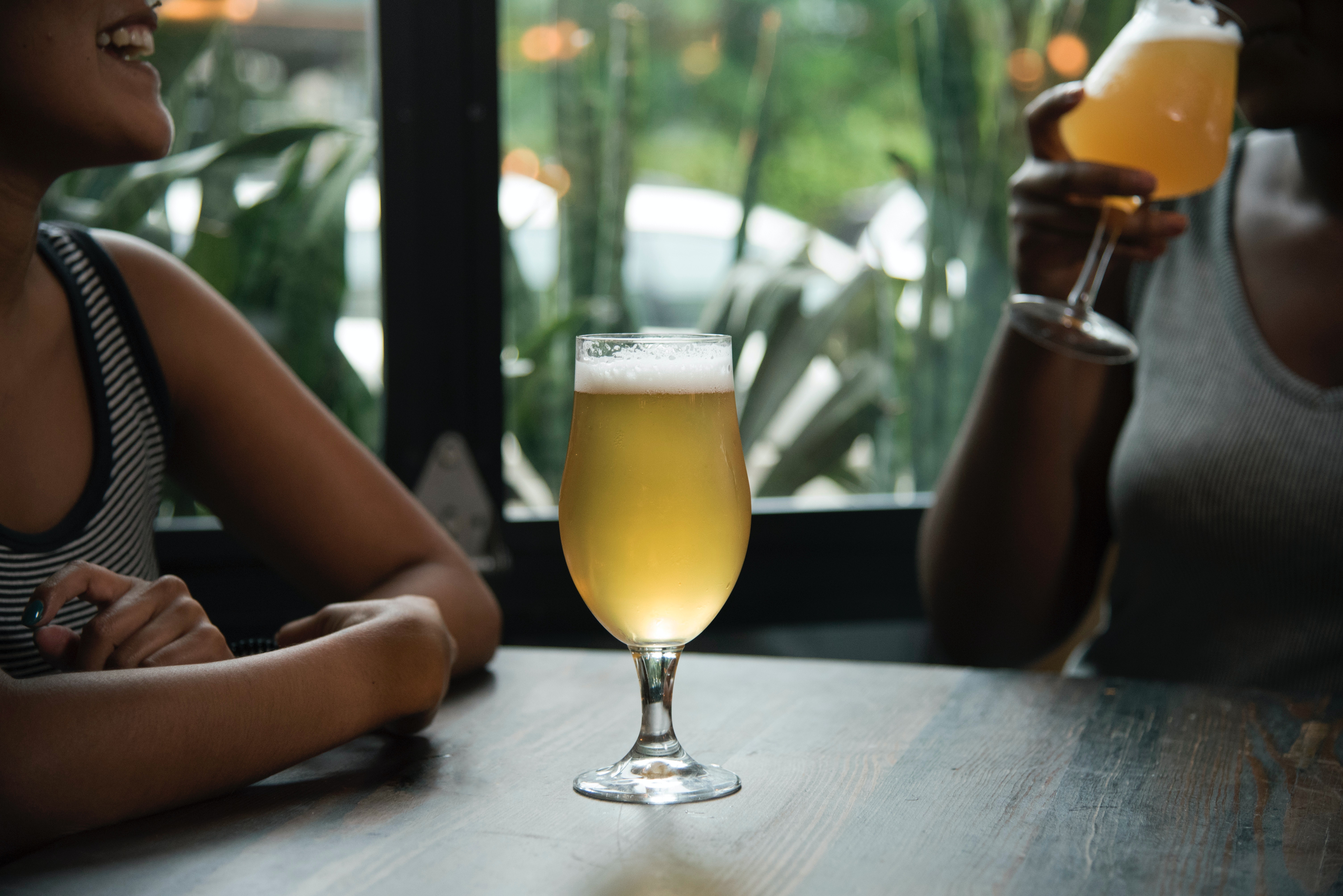 women drinking beer